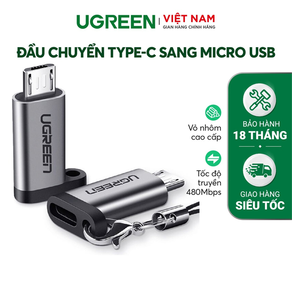 Đầu chuyển đổi Micro USB to USB type-C Ugreen 50590 cao cấp