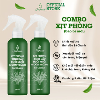 Combo 2 bình xịt phòng tinh dầu Sả Chanh 280ml/chai JULYHOUSE khử mùi đuổi muỗi và côn trùng