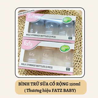 SET 3 BÌNH TRỮ SỮA 150ML CỔ RỘNG Fatz Baby Hàn Quốc Màu Xanh/Hồng Có Thể Thay Thế Làm Bình Sữa Cho Bé