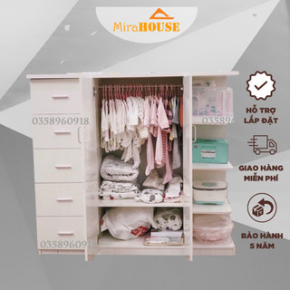 Tủ Nhựa Đài Loan Trẻ Em - Cao 1m24 dài 1m35 sâu bì 45cm. Nội thất MIRA HOUSE lắp ráp miễn phí