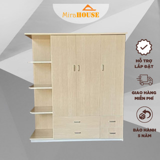 Tủ Nhựa Đài Loan 3 Cánh kèm Kệ Trang Trí Cao 1m85 dài 1m65 sâu bì 50cm - MIRA HOUSE lắp đặt tại nhà