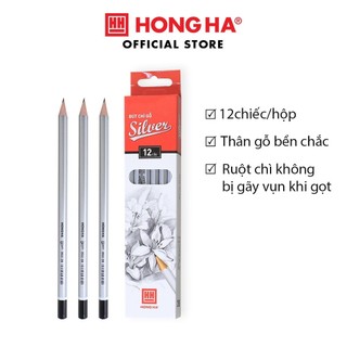 (Hộp 12 cây) Bút chì gỗ 2B Hồng Hà Siliver ko gôm - 3532 chính hãng