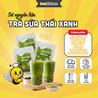 Set nguyên liệu pha Trà sữa Thái xanh full topping Nhà Bee - thành phẩm 5-6 ly đậm vị