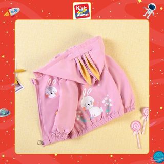 Áo khoác gió có mũ hoạ tiết hoạt hình dành cho bé gái (10kg-30kg, cao 90-140cm) N00901