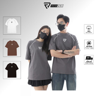 Áo thun nam nữ, áo thun unisex, áo thun from rộng basic logo in nổi phong cách unisex REDUNI