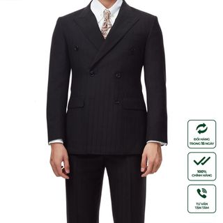 Bộ Suit Birmingham Đen Sọc Ẩn Cao Cấp Công Sở Sang Trọng, Độ Bền Cao (Jacket + Quần)