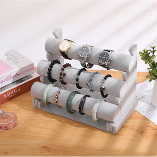 Kệ treo trang sức 3 tầng nhung đen, xám trưng bày vòng, lắc Rubyhouse68
