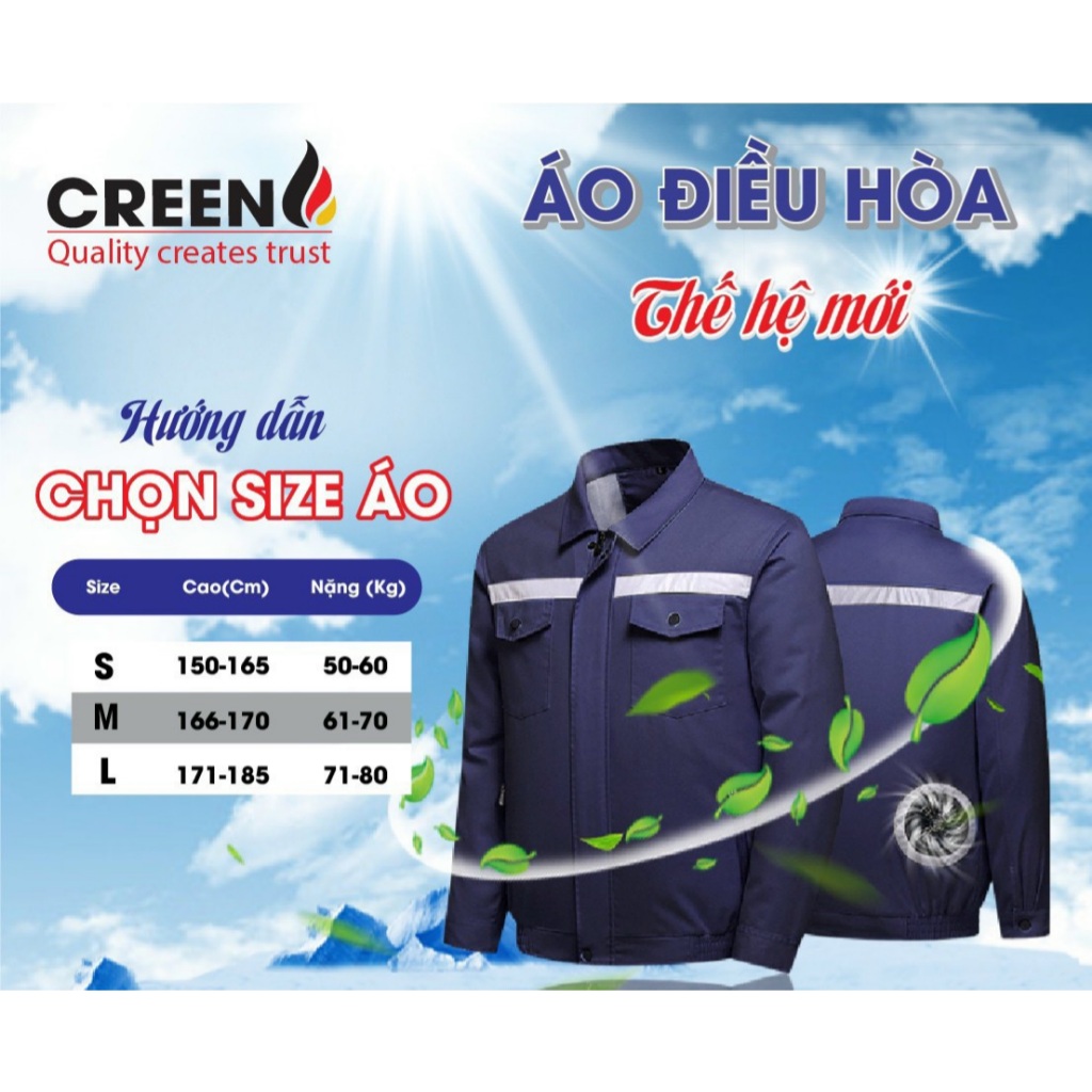 Áo điều hòa, áo quạt làm mát thế hệ mới, pin 18V - 80000mAh