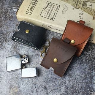   Da thật  Bao da đựng bật lửa Zippo da bò thật ZP101  Đen Nâu Nâu sẫm  - 100% da thật BH 3 năm 