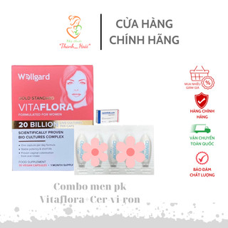 Combo Men pk Vitaflora và viên sơ vi ron giúp dtri viêm lộ tuyến, làm sạch cô bé