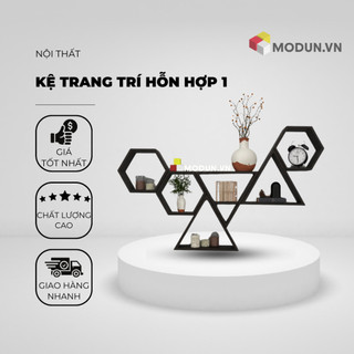 Kệ trang trí MODUN.VN treo tường lục giác, gỗ công nghiệp MDF không cong vênh - MKK-006