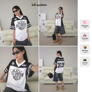 Áo thể thao jersey 313 Đen oversize Kill System Silly Love