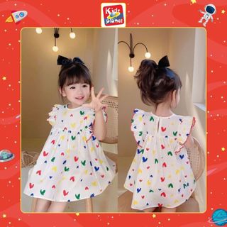 Váy Xòe Trắng Họa Tiết Trái Tim Cho Bé Gái nặng 8-25kg (Cao từ 80-130cm) (N00689)