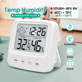 Nhiệt ẩm kế điện tử đo nhiệt độ, độ ẩm phòng 3 trong 1 có đèn ban đêm, có thể treo hoặc đứng