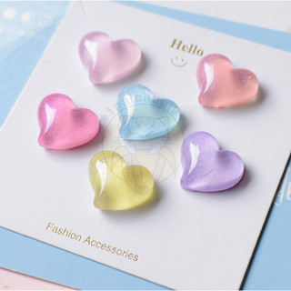 Charm trái tim trong suốt nhiều màu trang trí kẹp tóc, vỏ ốp điện thoại, DIY