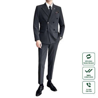 Bộ Suit Nam Cao Cấp Harold 2 Hàng Khuy (Suit Jacket + Quần) Bộ Vest Công Sở, Đi Tiệc, Chống Nhăn, Formal