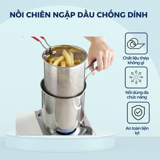 Nồi Chiên Ngập Dầu Bằng Thép Không Gỉ Có Lưới Lọc Tiết Kiệm Dầu Chống Dính Dùng Cho Các Loại Bếp Đa Năng X552
