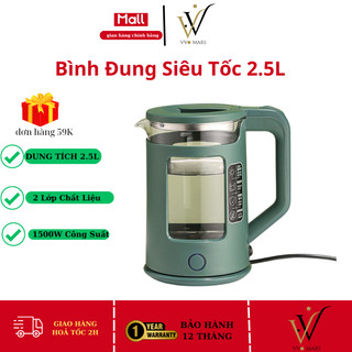 Ấm đun siêu tốc thủy tinh siêu tốc 1.8l vvmars218- bảo hành 1 năm