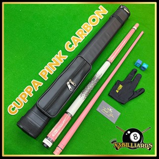  Cơ Bida Pool Lỗ CUPPA Full Carbon Gậy Bi A Cacbon Pink Pool Sơn Hồng Ren Radial Ngọn Công Nghệ Tay Bọc Da Giảm Bạt 