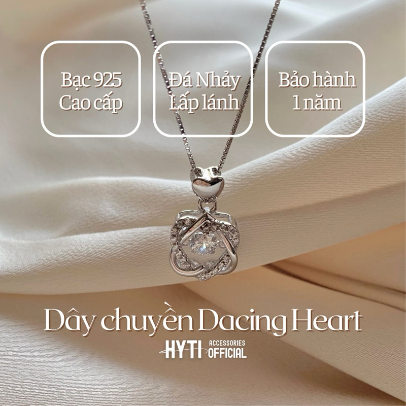 [HYTI] Dây Chuyền Bạc Đá Nhảy Double Heart HYTI-16
