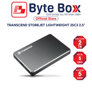 Ổ cứng di động HDD Transcend StoreJet Lightweight 25C3 2.5" 1TB / 2TB 5Gbps Bảo hành 3 năm