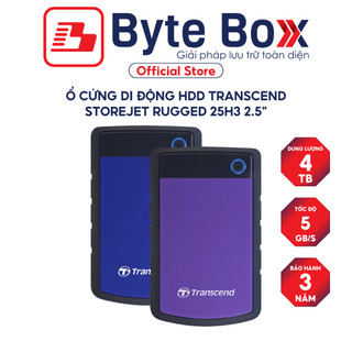 Ổ cứng di động HDD Transcend StoreJet Rugged 25H3 2.5" 1TB/2TB/4TB 5Gbps Bảo hành 3 năm