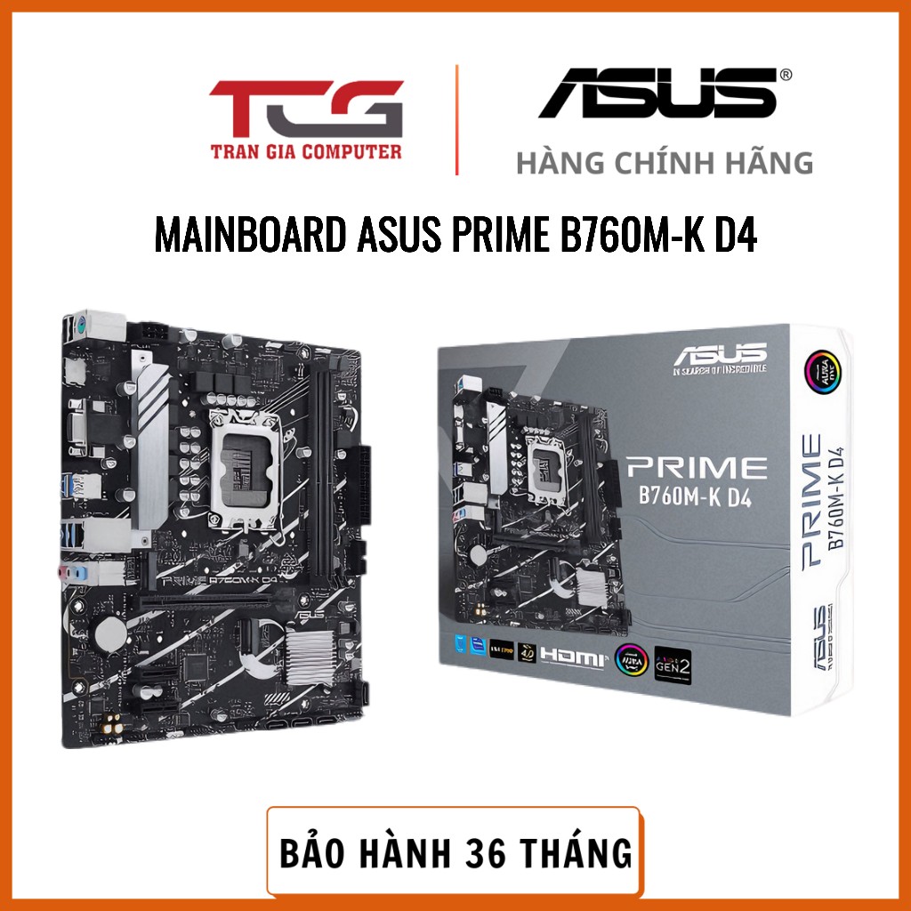 Mainboard Asus Prime B760M-K D4 (Intel B760/ Socket 1700/ M-ATX/ 2 khe ram/ DDR4/ 2.5 Gigabit LAN) Bảo Hành 36 Tháng