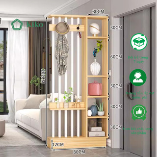 Kệ Vách Ngăn Hộc Kèm Lam Sọc Có Móc Treo Đồ KiKo - Gỗ MDF 15mm Lõi Xanh Chống Ẩm