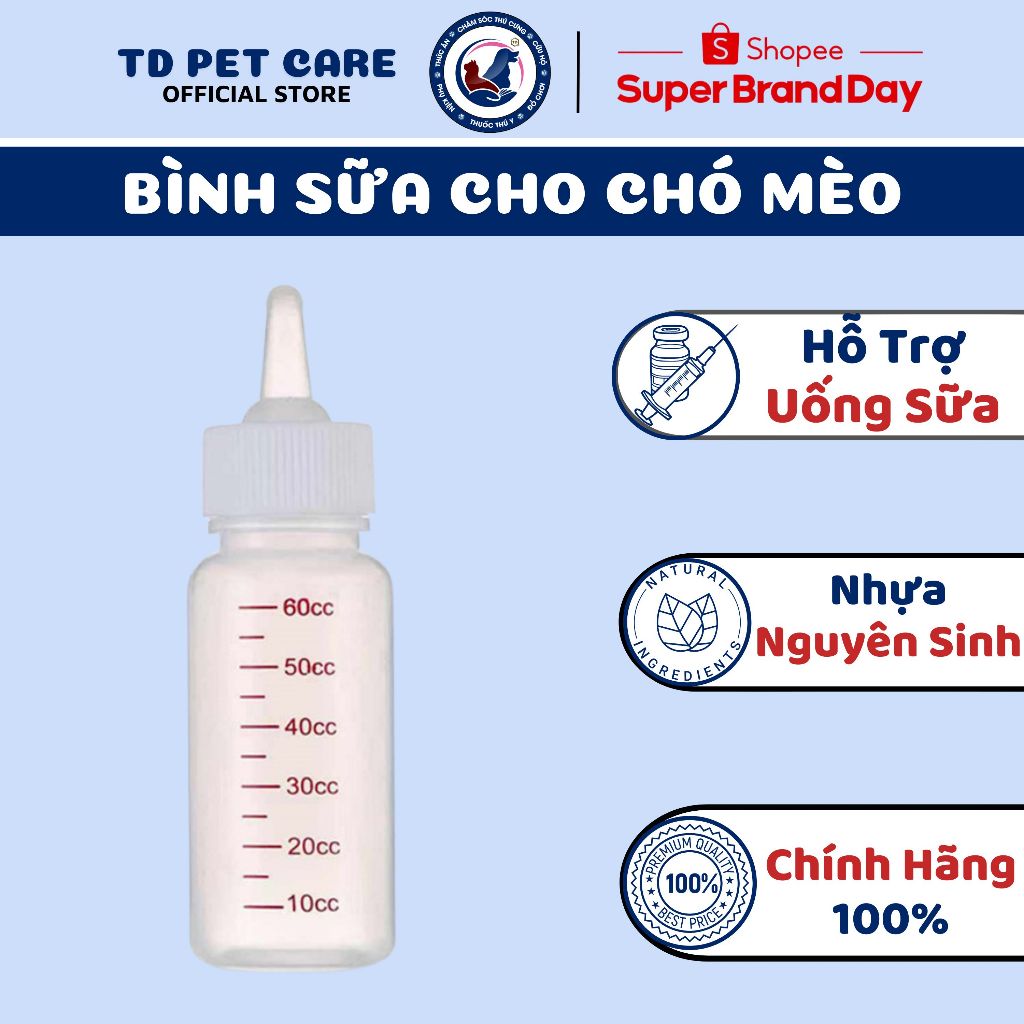 Bộ Bình Ti Sữa Dành Cho Chó Con Và Mèo Con 60ml - Bình Sữa Dành Cho Thú Cưng [CHÍNH HÃNG]