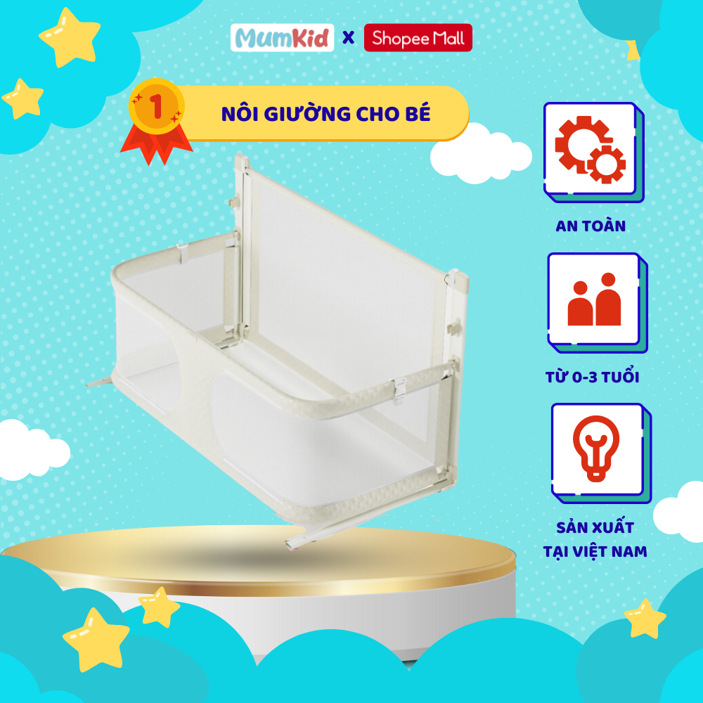 Quây cũi chung giường MUMKID, quây nhìn xuyên thấu quan sát bé dễ dàng, đóng mở tiện lợi - MK085