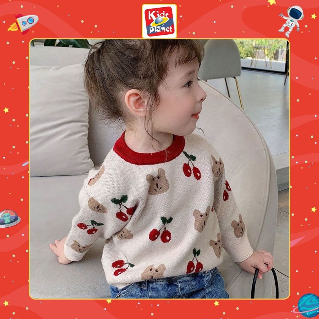 Áo len cherry trần bông cho bé N00596