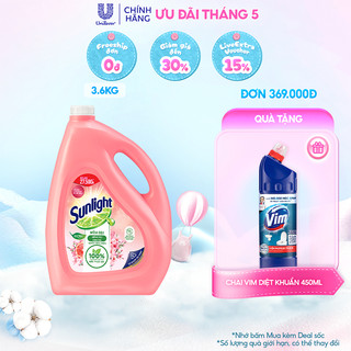 Nước Rửa Chén Bát Sunlight Mềm Dịu Da Tay Hương Bưởi & Hoa Anh Đào 3.6kg