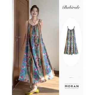 (ORDER) Váy hai dây MORAN màu sắc họa tiết tranh sơn dầu vintage cổ điển sang trọng kiểu Pháp mùa hè đi biển