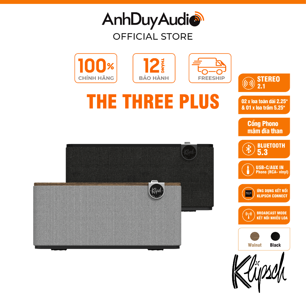 Loa Để Bàn Klipsch The Three Plus - Hàng Chính Hãng