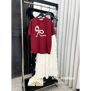 SÉT ÁO ĐỎ VÁY NƠ BÈO TRẮNG CAO CẤP