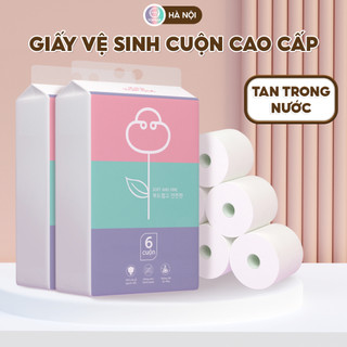 Giấy vệ sinh cuộn, túi 6 cuộn giấy vệ sinh có lõi 3 lớp Top Gia  không chất tẩy trắng, an toàn
