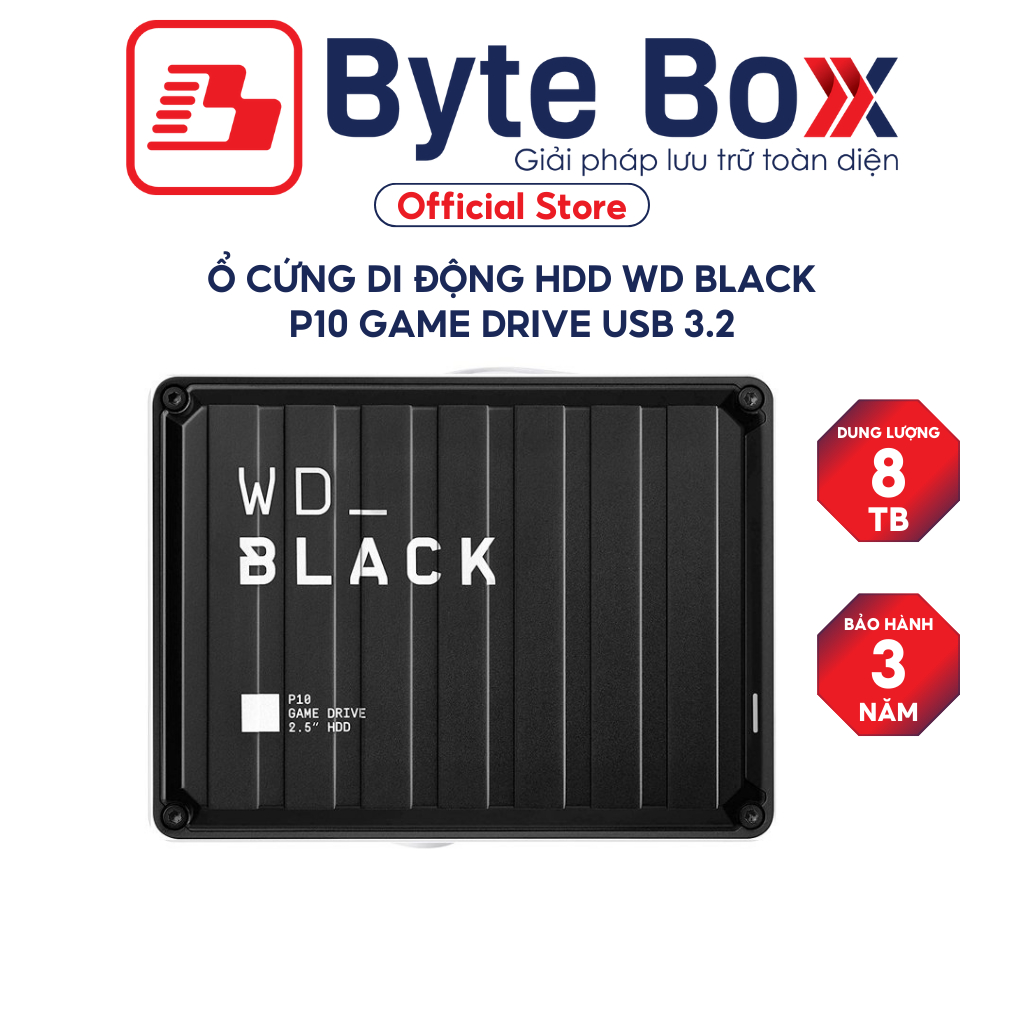 Ổ cứng di động HDD Western Digital Black P10 Game Drive USB3.2 5TB / 8TB Bảo hành 3 năm