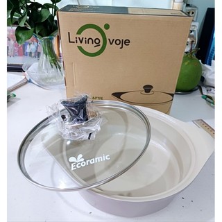 Nồi tráng men đá đúc nguyên khối 22cm Ecoramic