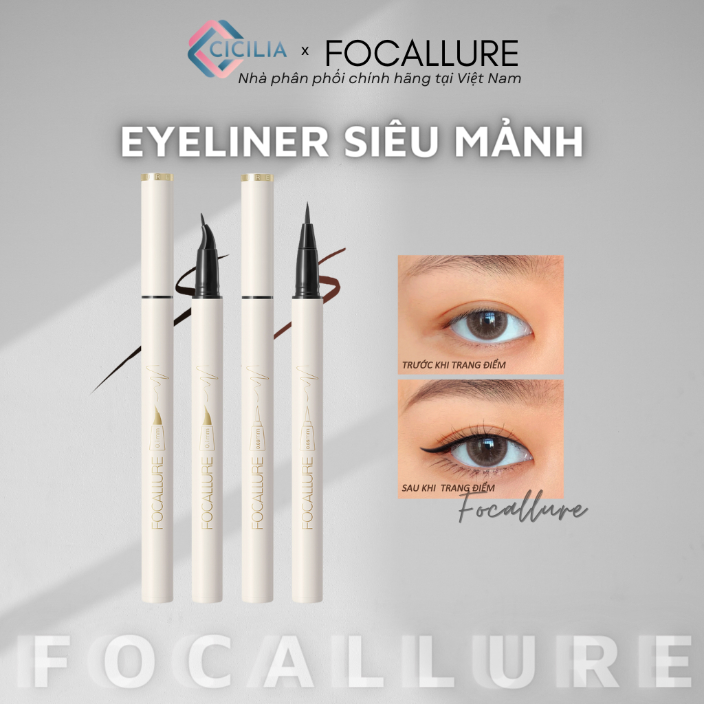 Bút Kẻ Mắt Nước FOCALLURE Siêu Mảnh Eyeliner Ngòi Mảnh Lâu Trôi Lên Màu Chuẩn FA-200