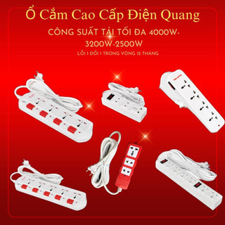 Ổ cắm Điện Quang 3 lỗ, 4 lỗ, 5 lỗ, 4000W, 3200W chịu tải chống cháy công suất lớn dây dài 2m, 5m