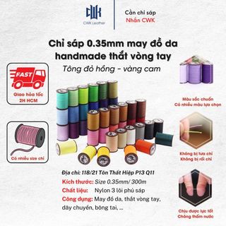 Chỉ sáp 0.35mm may đồ da handmade thắt vòng tay macrame Artisan Soul (tông đỏ hồng & vàng cam)