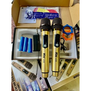 trọn bộ micro karaoke đa năng K-88 sóng UHF dùng cho loa kéo âm li vang số mixer và nhiều loại dùng pin sạc 3,7v