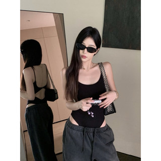 Bodysuit 2 dây hở lưng(sẵn đen )