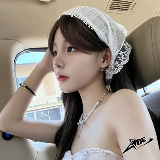 (Có sẵn) AOE STUDIO - Khăn turban đội đầu băng đô bandana phối ren hình tam phong cách nàng thơ Hàn Quốc dễ thương