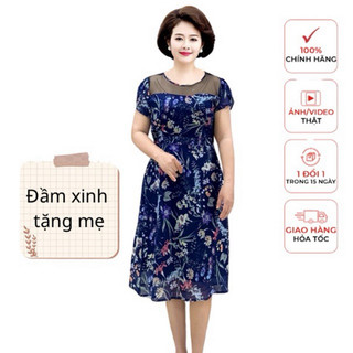 Đầm hoa cho phụ nữ trung niên có size 70kg