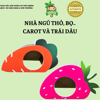 Vật dụng thỏ, bọ - Nhà ngủ cho thỏ bọ hình trái dâu & Carot bằng gỗ.