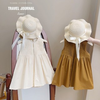 váy đầm babbydoll bé gái(kèm nón) chất thô VT99 size 100-140 11-30 kg thời trang trẻ em hàng quảng châu