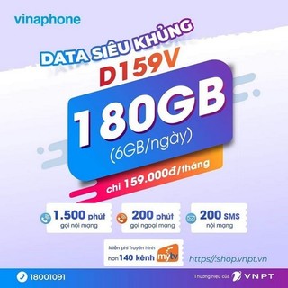 sim vina 4g VD89P D89Y D159V TẶNG 180GB-6GB/NGÀY gọi miễn phí xài tha ga