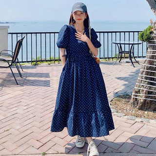 Đầm babydoll bi xanh đuôi cá (kèm hình thật)