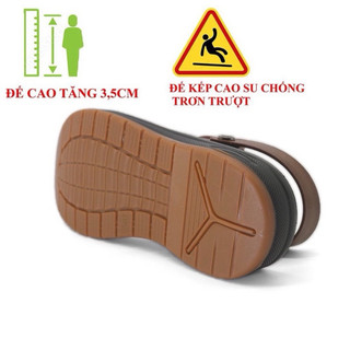 DÉP NAM DA BÒ THẬT ( đế nâng cao 3,5cm) bao test lửa - MãBTC